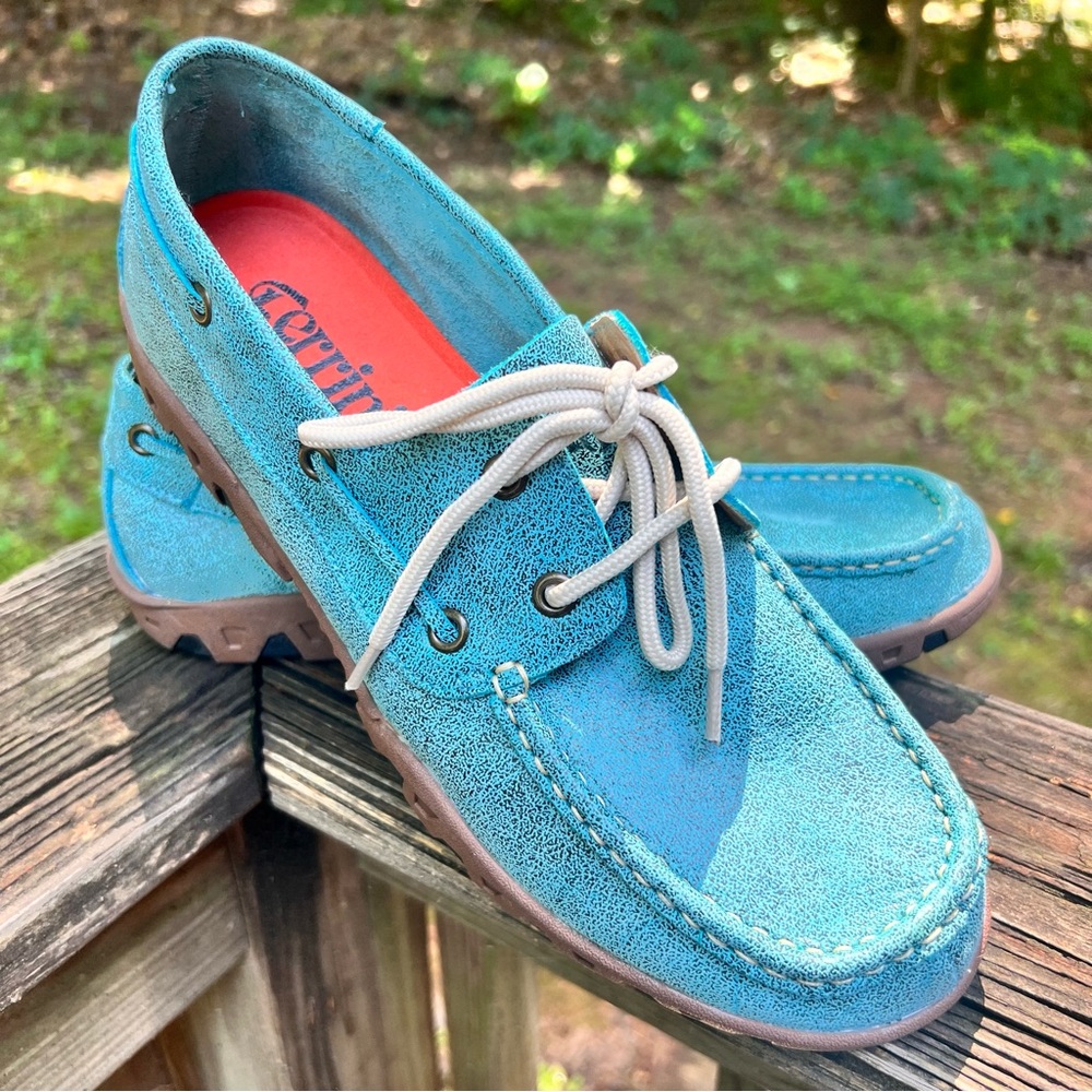 FERRINI Women's Leather Loafer Speckled Teal Turquoise (6532250) 9.5B NEW